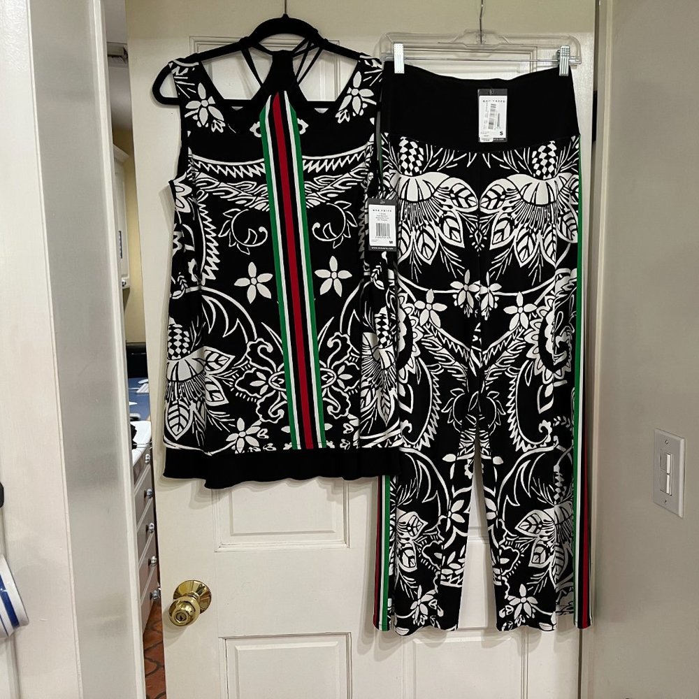 SALE NEW with Tags 2 piece EVA VARRO Black/White with Colored Stripe sz S - M